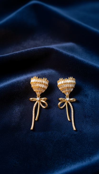 Luxury Cubic Zirconia Baguette Heart Dangle Earrings Export to Sheets