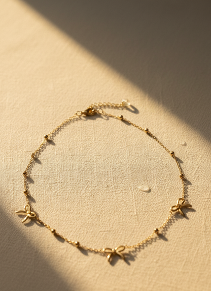 Sweet Bowknot Golden Chain Necklace