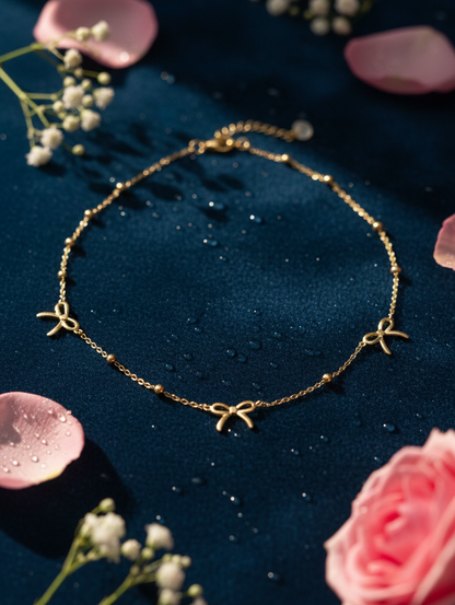 Sweet Bowknot Golden Chain Necklace