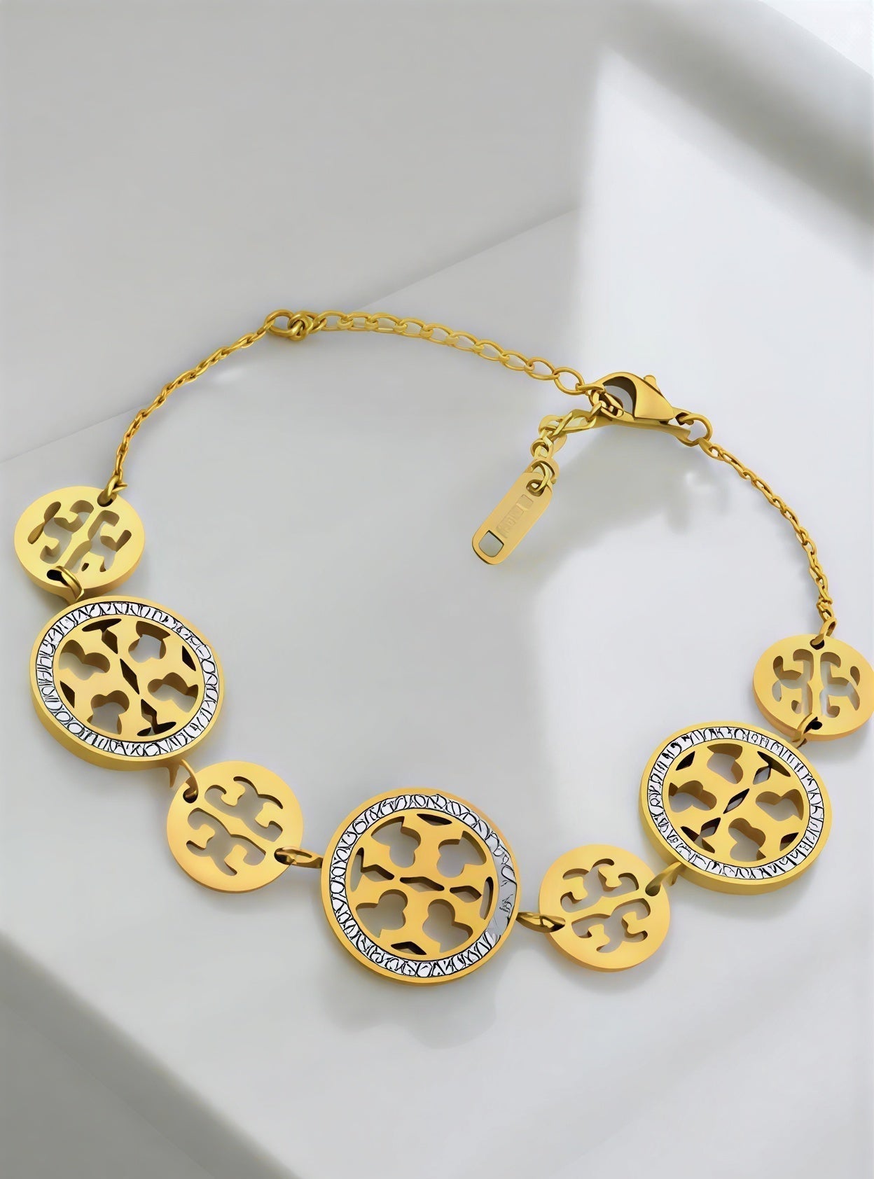 Elegant Cut-Out Monogram Medallion Bracelet