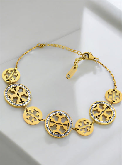 Elegant Cut-Out Monogram Medallion Bracelet