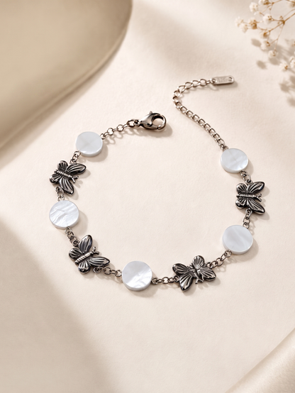 Silver Butterfly & Mother of Pearl Bracelet
