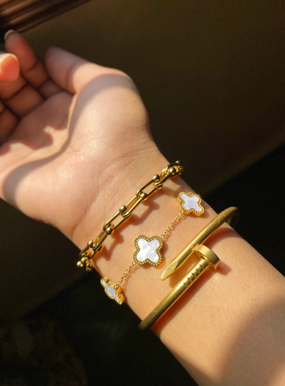 ✨ Elegant Black Clover 3-Piece Bracelet Set