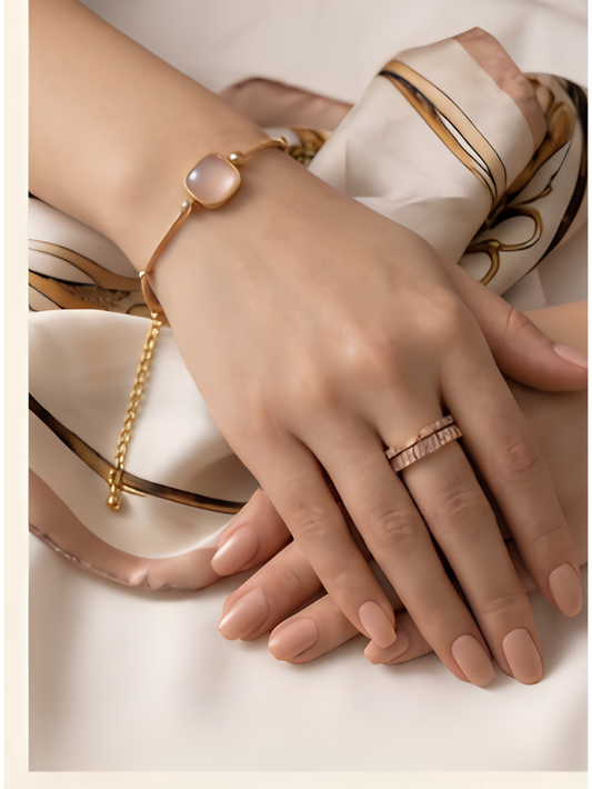 Cushion Pink Quartz Satellite Chain Bracelet