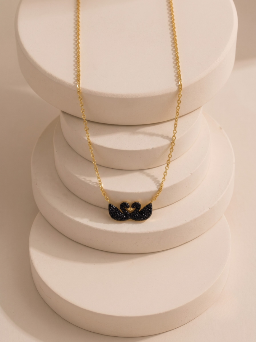 Elegant Double Swan Gold Chain Necklace