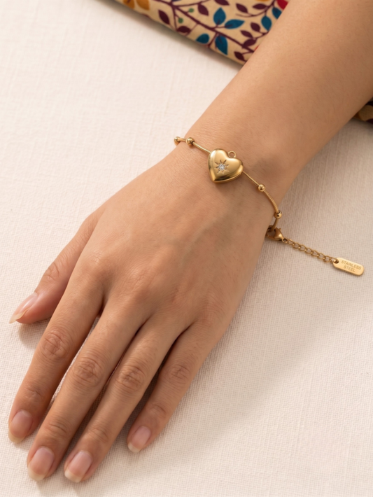 Celestial North Star Heart Stainless Steel Bracelet