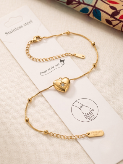 Celestial North Star Heart Stainless Steel Bracelet