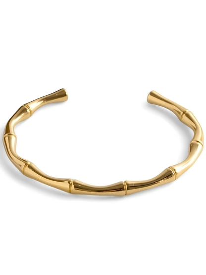 Gold Bamboo Cuff Bangle