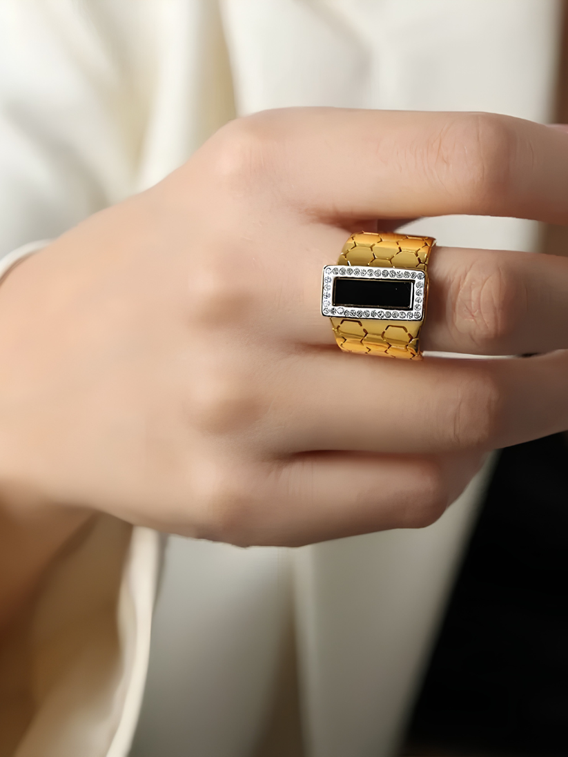 Stone Honeycomb Ring