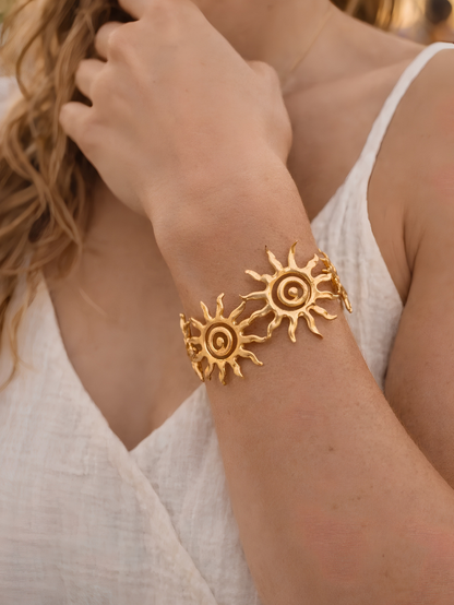 Golden Sunburst Spiral Cuff Bracelet