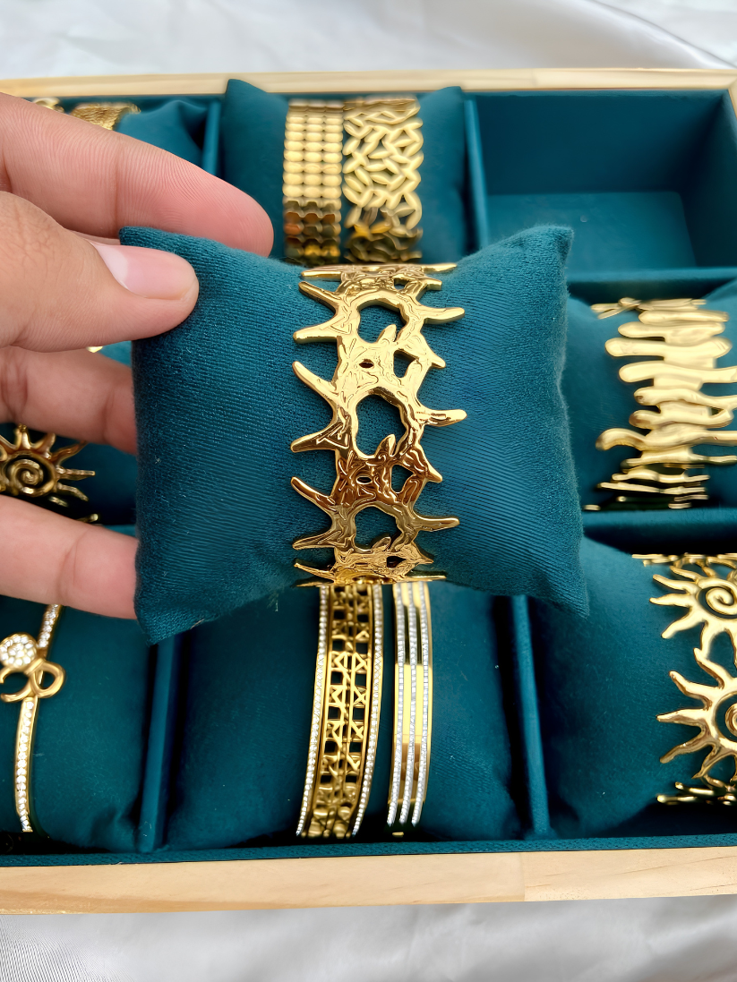 Golden Thorn Abstract Statement Cuff