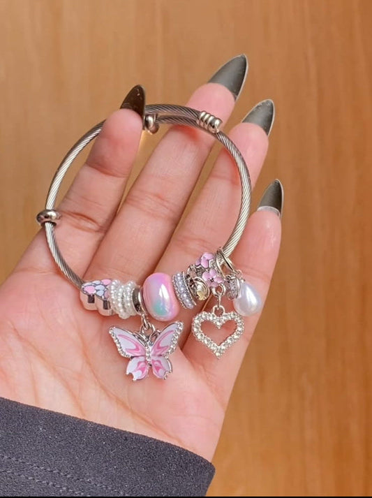 Crystal Pearl Charm Bangles