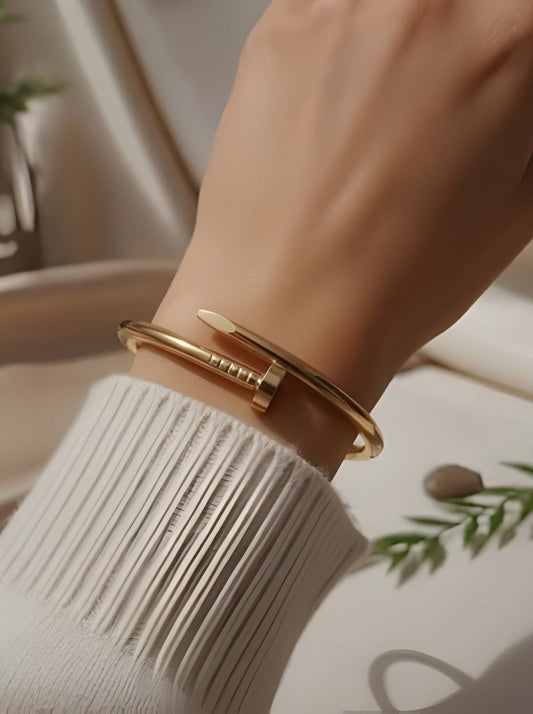 Gold Nail Bangle Bracelet