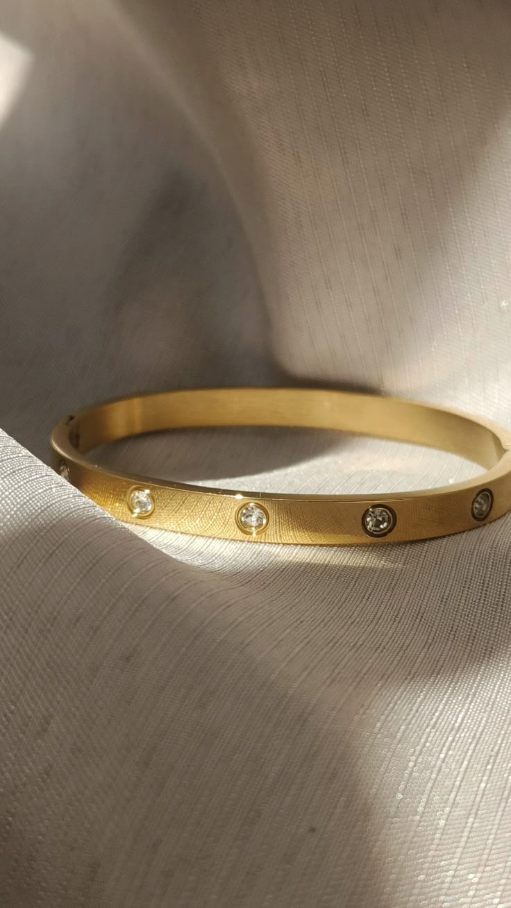 Crystal-Inlaid Gold Bangle Bracelet