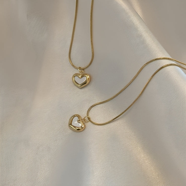 Gold-Plated Red Enamel Heart Necklace