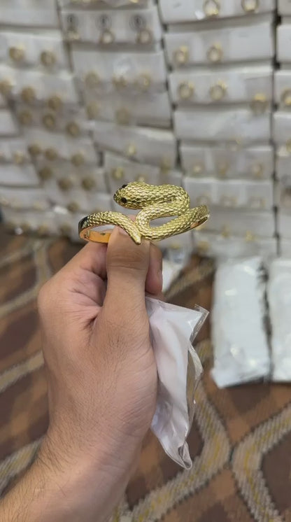 Gold Crystal Snake Hinged Bangle