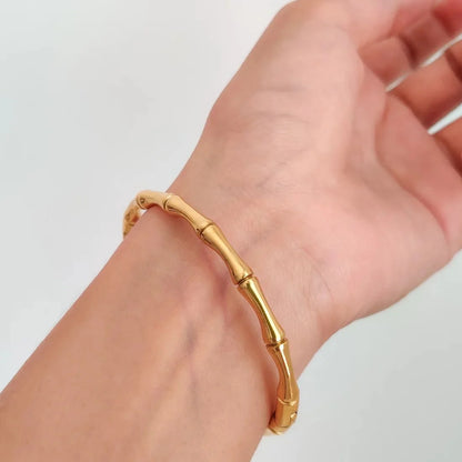 Gold Bamboo Cuff Bangle