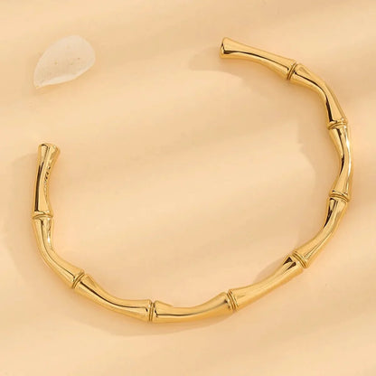 Gold Bamboo Cuff Bangle