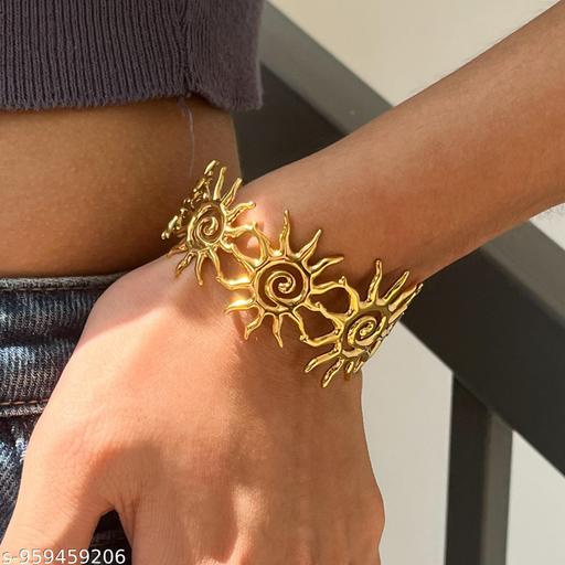 Golden Sunburst Spiral Cuff Bracelet